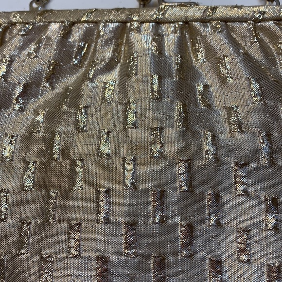 Gold Satin Embossed Evening Bag - Picture 2 of 5